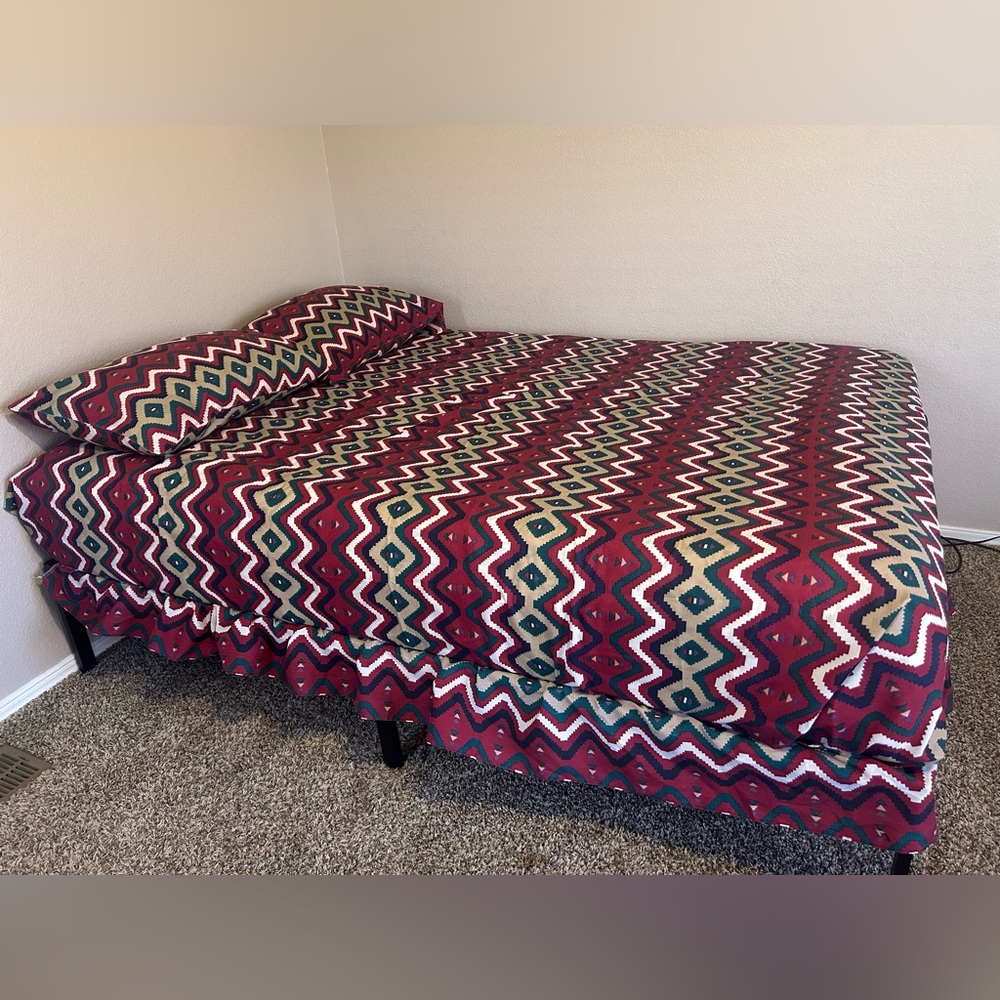 Dan River Vintage Full Size Bedding Set Southwestern Geometric Red Blue White